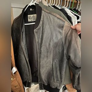 Vintage Leather Bomber Jacket
